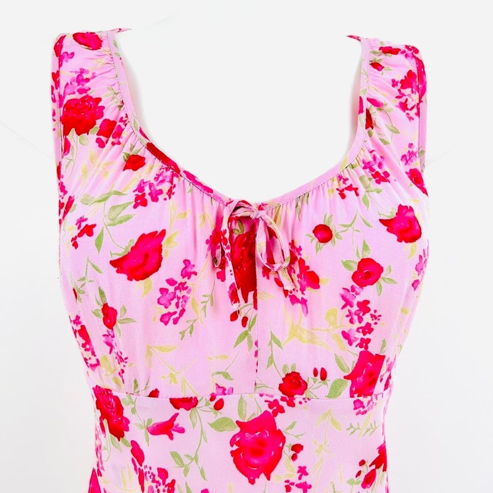 90s Y2k Vintage NEXT babydoll Dress UK12 Pink Florals Cottagecore Fairycore - Picture 2 of 7